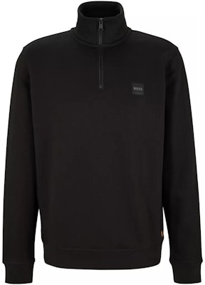 HUGO BOSS Black Half-Zip Pullover Sweatshirt with Logo Patch. 50468926-001 Order HUGO BOSS Black Half-Zip Pullover Sweatshirt with Logo Patch. 50468926-001