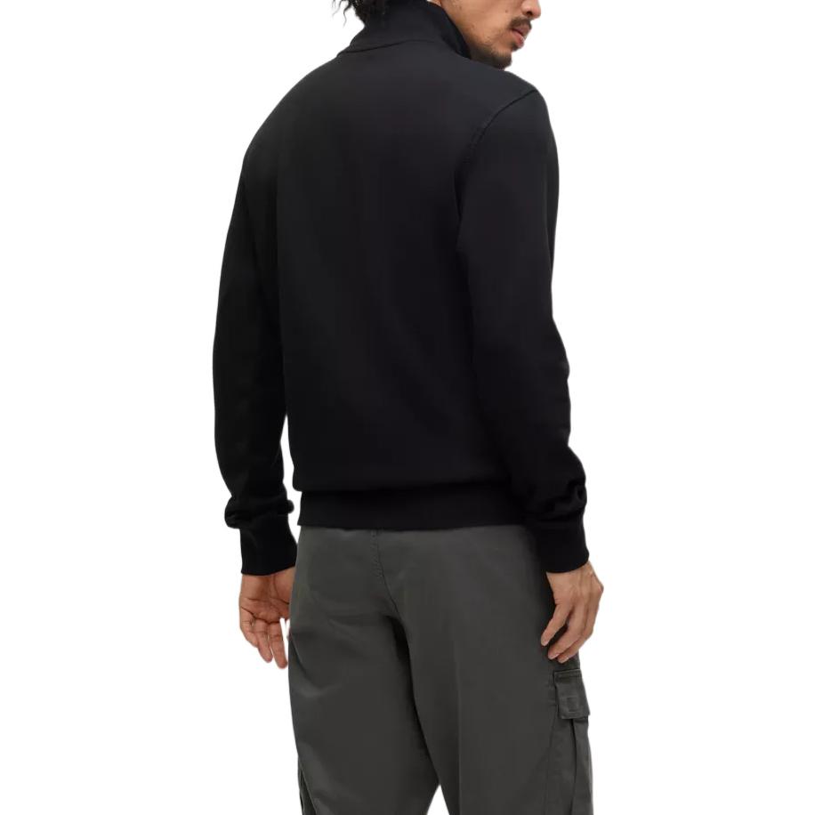 Shop HUGO BOSS  Black Half-Zip Pullover Sweatshirt with Logo Patch. 50468926-001