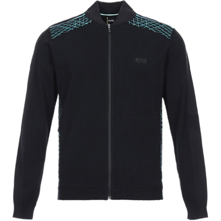 HUGO BOSS  Black Knit Sweater with Geometric Shoulder Design 50427756-001