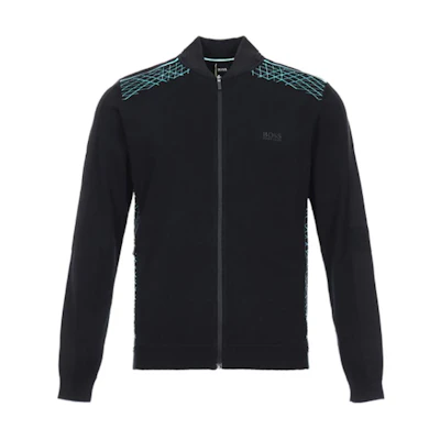 HUGO BOSS Black Knit Sweater with Geometric Shoulder Design 50427756-001