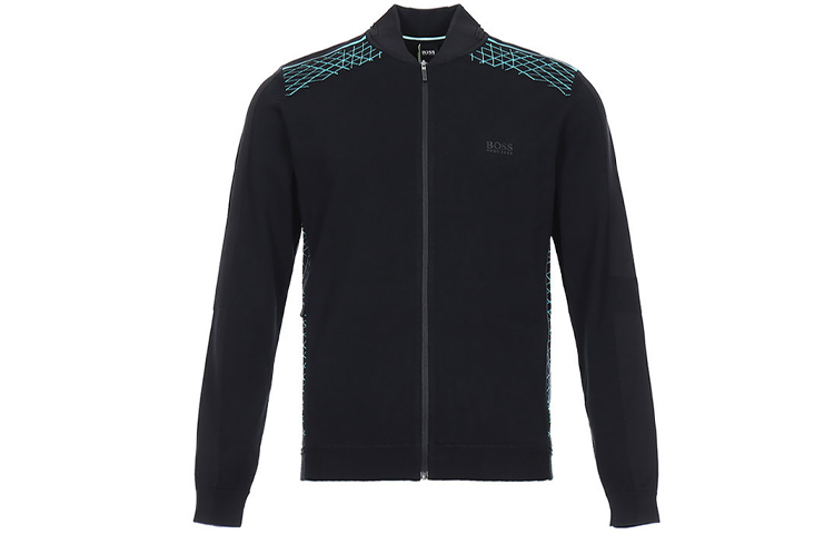 Order HUGO BOSS 黑色幾何肩膀設計針織毛衣 50427756-001