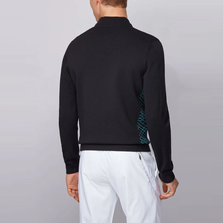 Purchase HUGO BOSS 黑色幾何肩膀設計針織毛衣 50427756-001