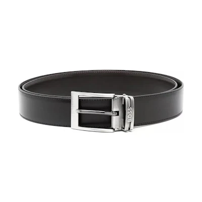 HUGO BOSS Black Leather Belt with Pin Buckle - Casual & Business Style. 50481069 10245669 002