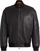Order HUGO BOSS 黑色皮革雙拉鍊寬鬆版型外套 50522223-001