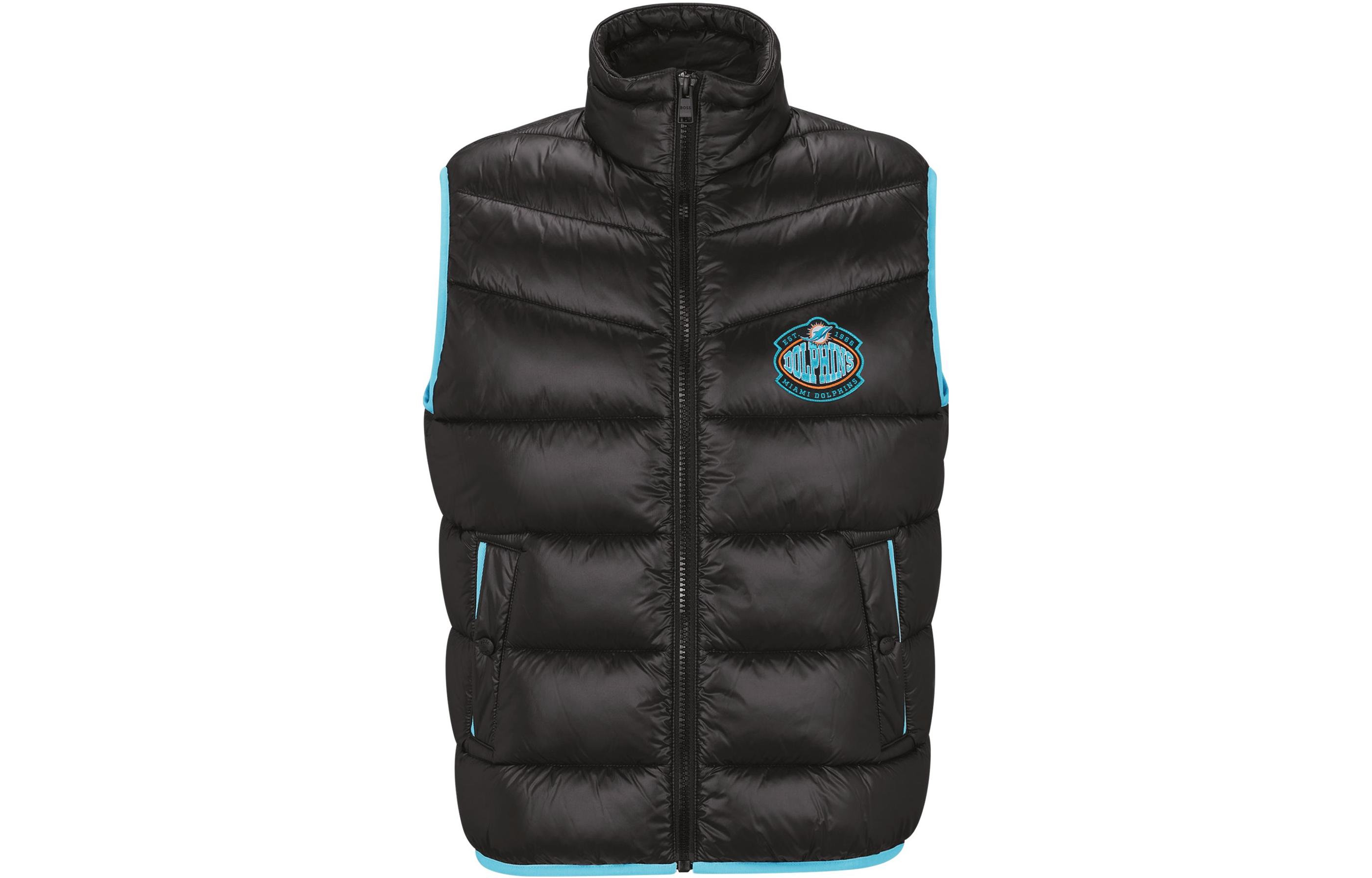 HUGO BOSS  Black Letter Print Sleeveless Cotton Vest Jacket. 50505930-001