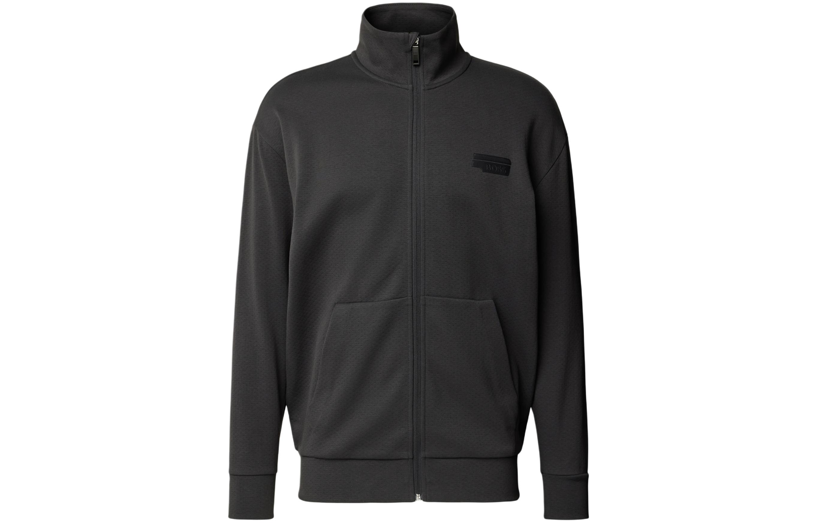 HUGO BOSS  Black Logo Print High-Neck Zip-Up Casual Jacket. 50511413-016