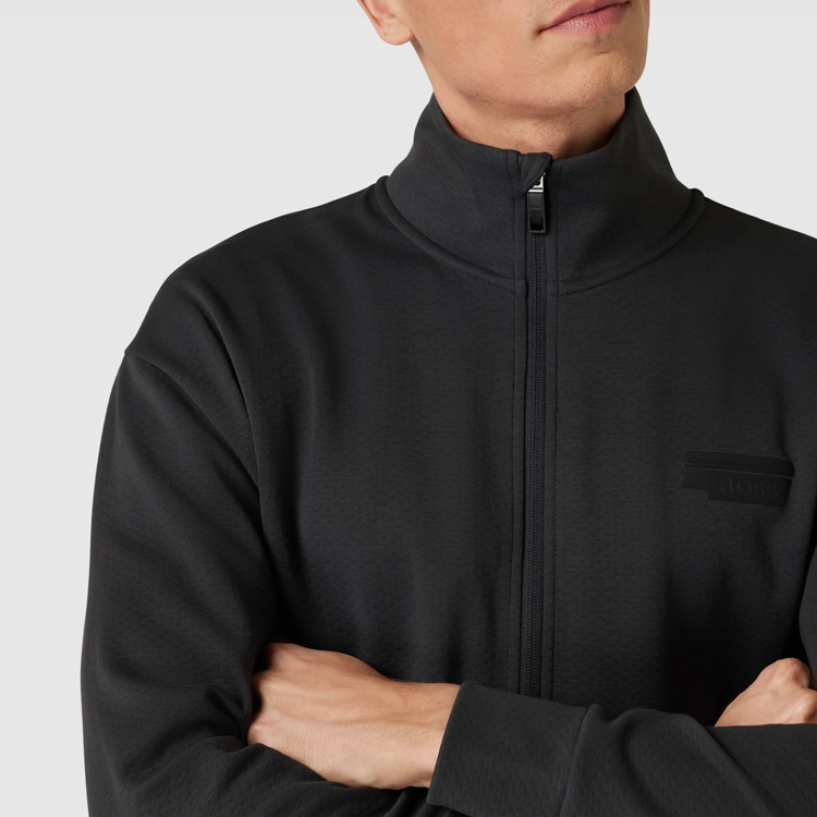 Details for HUGO BOSS 黑色高領拉鍊休閒外套帶標誌印花。 50511413-016