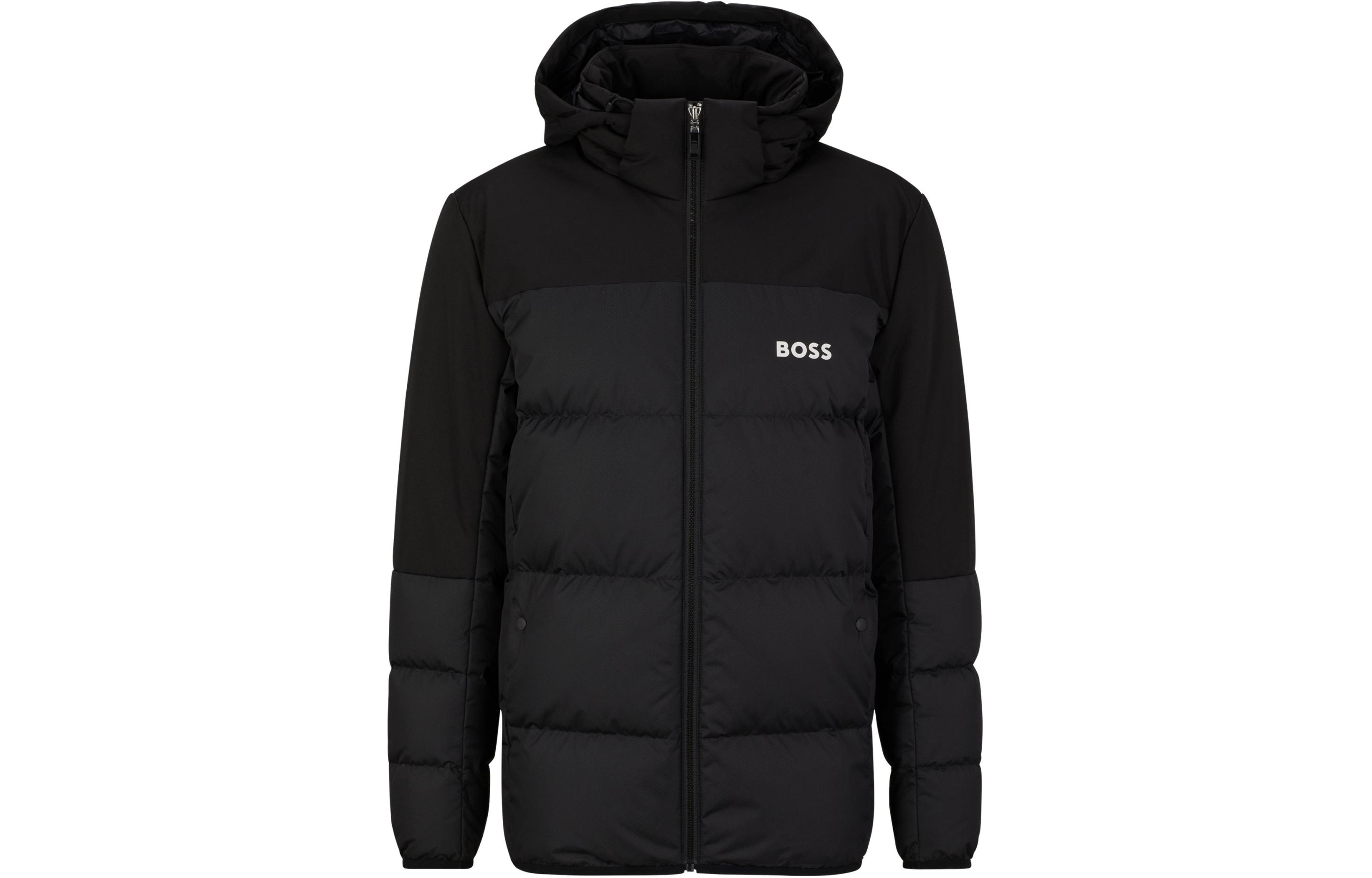 HUGO BOSS  Black Logo Print Hooded Zip Puffer Jacket. 50497558-001 圖 2