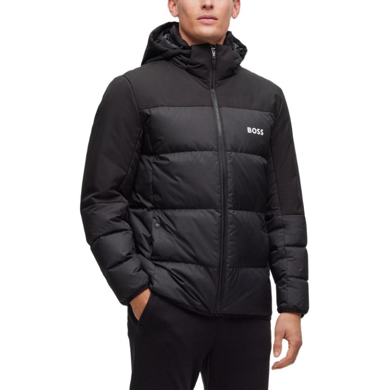 HUGO BOSS  Black Logo Print Hooded Zip Puffer Jacket. 50497558-001 圖 3