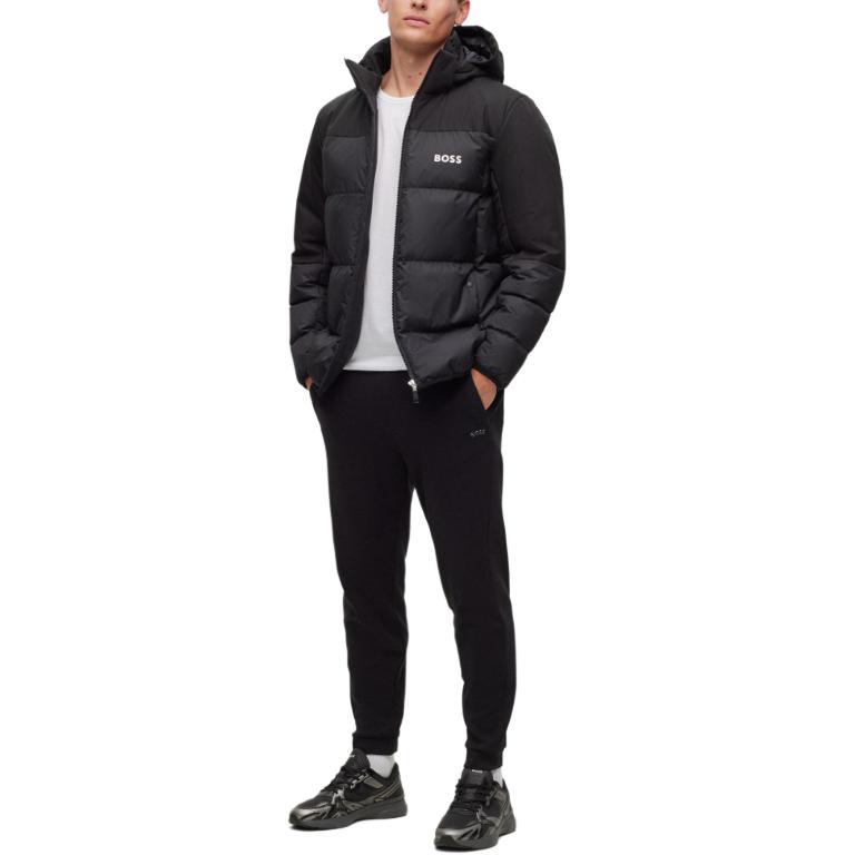 HUGO BOSS  Black Logo Print Hooded Zip Puffer Jacket. 50497558-001 圖 5