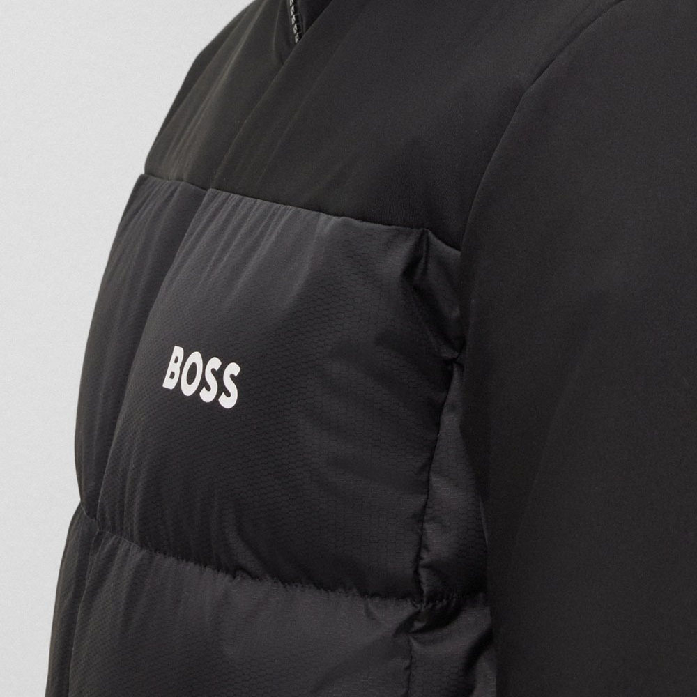 HUGO BOSS  Black Logo Print Hooded Zip Puffer Jacket. 50497558-001 圖 7