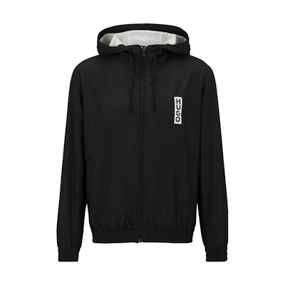 HUGO BOSS Black Logo Print Hoodie Zip-Up Jacket 50493643-001
