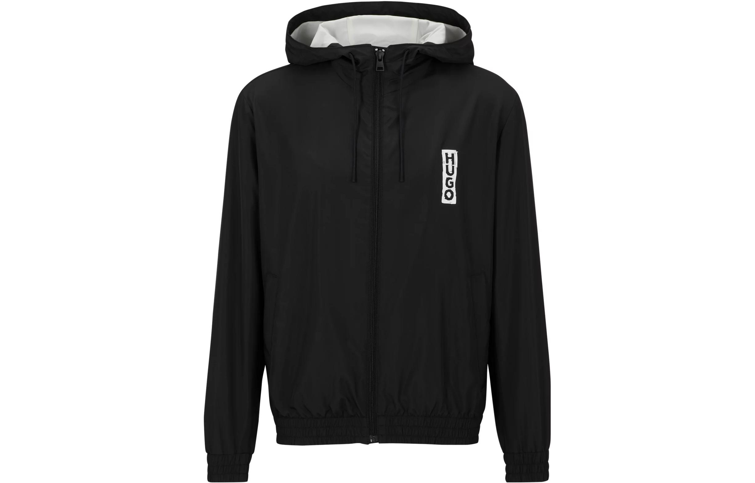 Order HUGO BOSS 黑色Logo印花連帽拉鍊外套 50493643-001