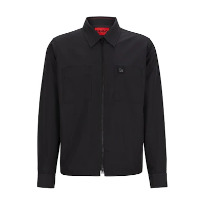 HUGO BOSS Black Logo Zip-Up Polo Long Sleeve Shirt 50520058-001