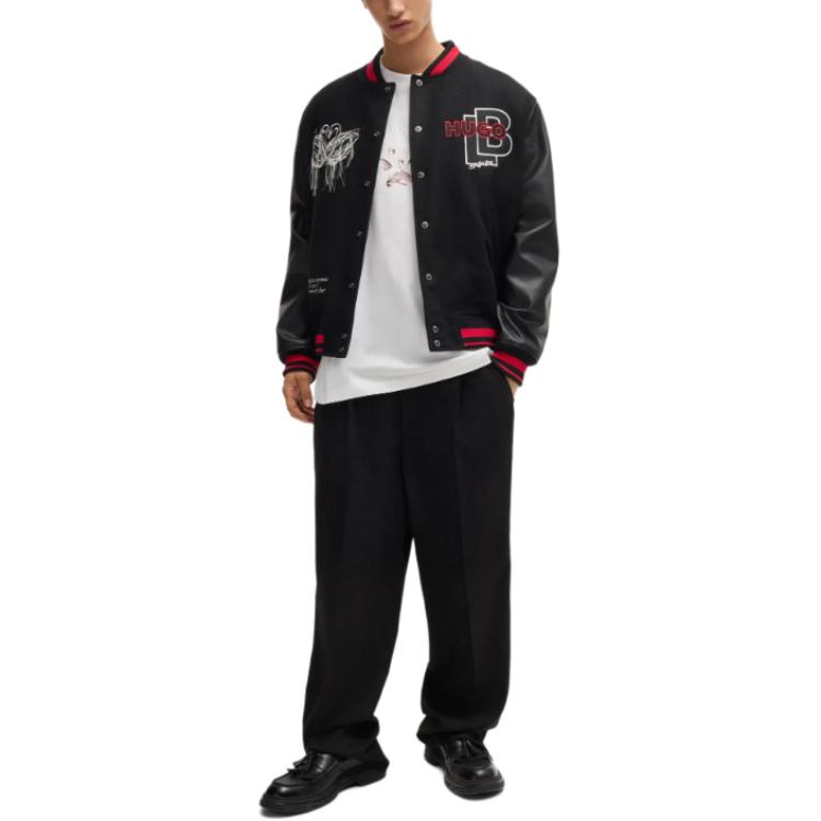 HUGO BOSS  Black Loose Fit Bomber Jacket with Logo Applique. 50525239-001 圖 5