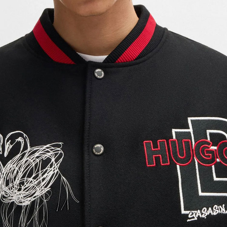 HUGO BOSS  Black Loose Fit Bomber Jacket with Logo Applique. 50525239-001 圖 7
