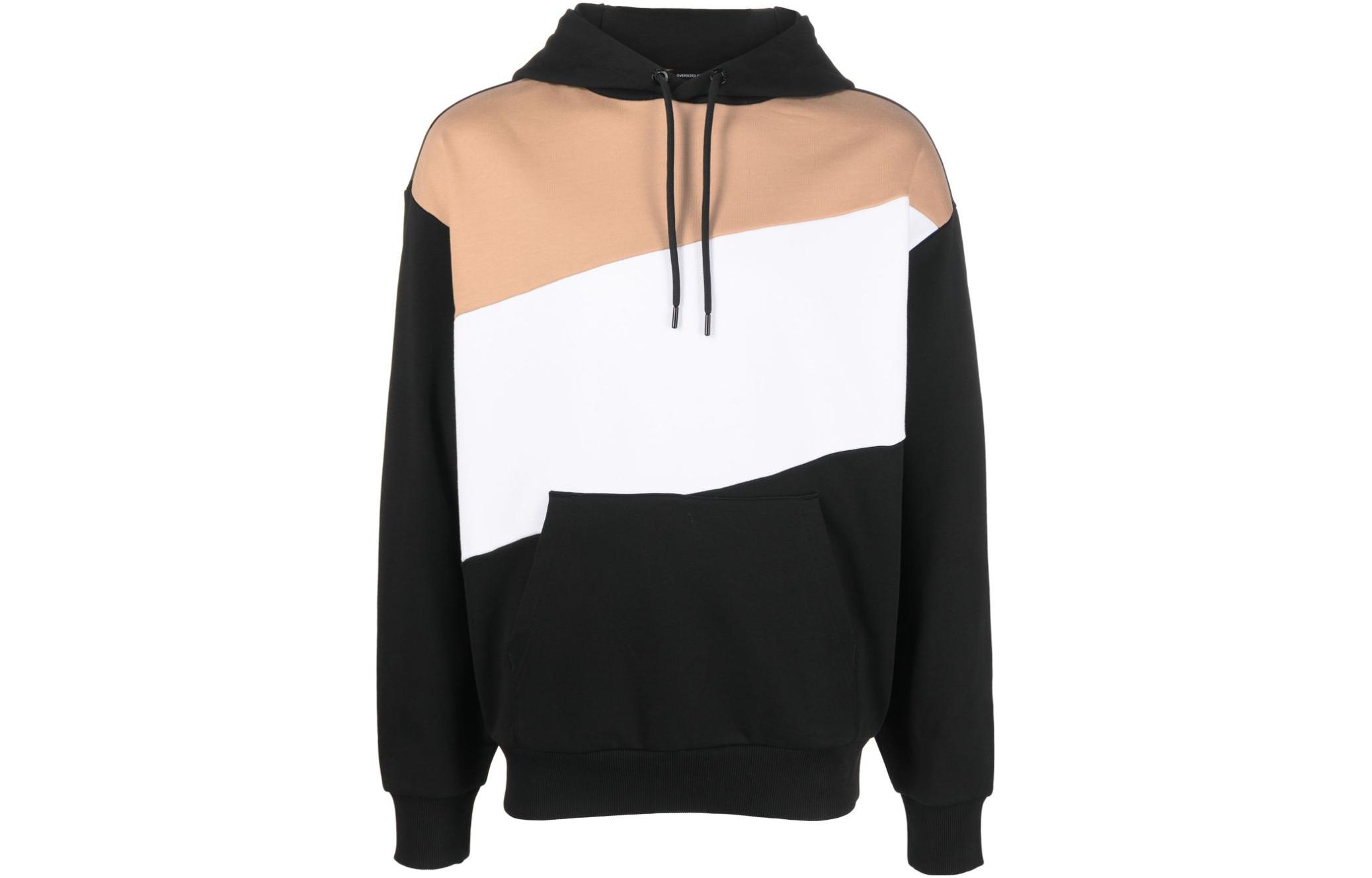 Order HUGO BOSS  Black Loose Fit Patchwork Long Sleeve Hoodie 50495734-001