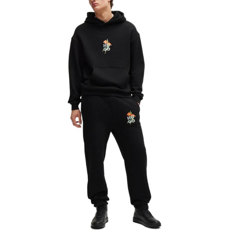 Lookbook HUGO BOSS 黑色休閒標誌抽繩運動長褲 50517431-001