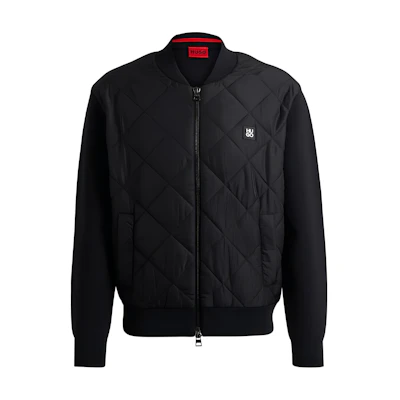 HUGO BOSS Black Relaxed Fit Solid Logo Baseball Jacket 50516619-001