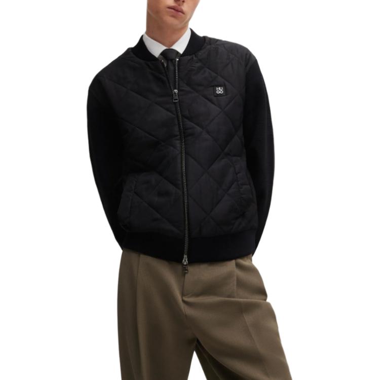 HUGO BOSS  Black Relaxed Fit Solid Logo Baseball Jacket 50516619-001 圖 3