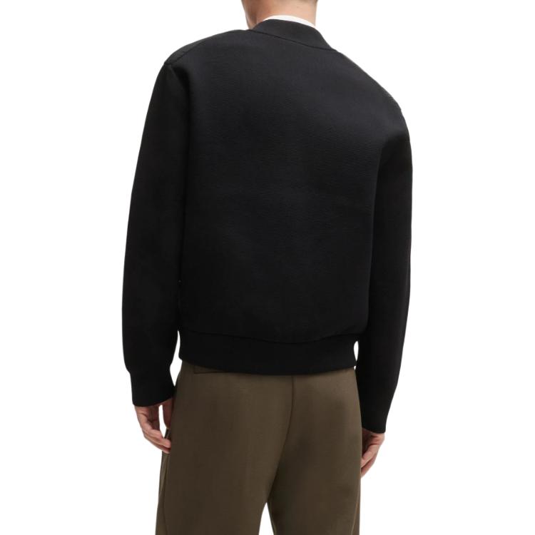 HUGO BOSS  Black Relaxed Fit Solid Logo Baseball Jacket 50516619-001 圖 4