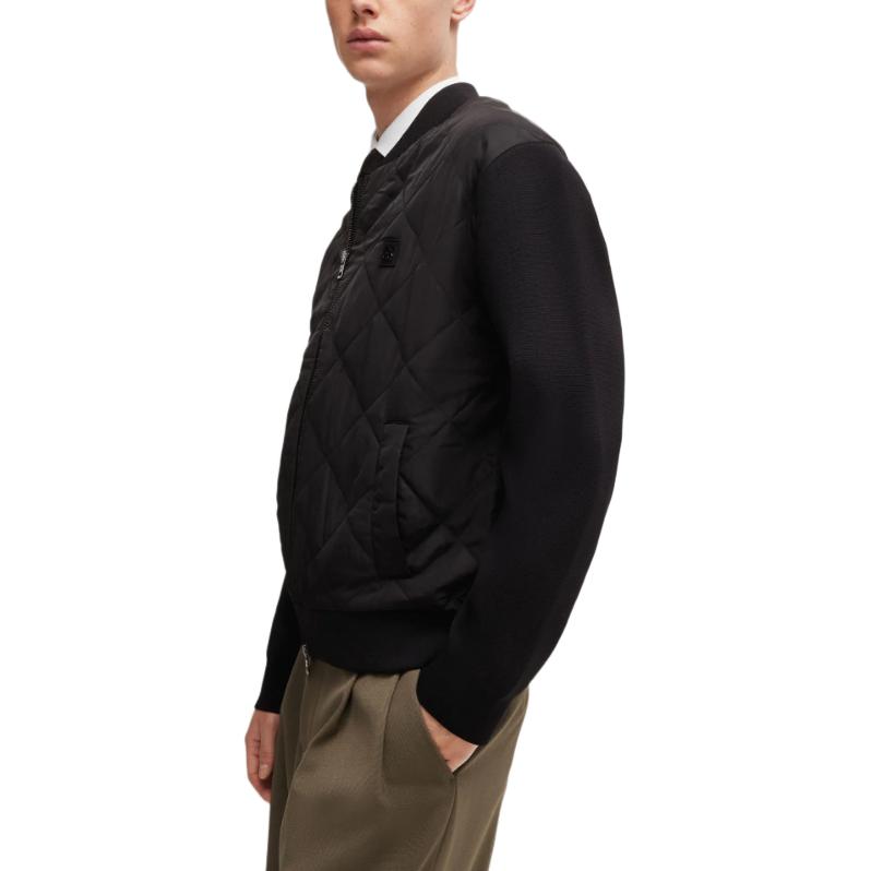 HUGO BOSS  Black Relaxed Fit Solid Logo Baseball Jacket 50516619-001 圖 5