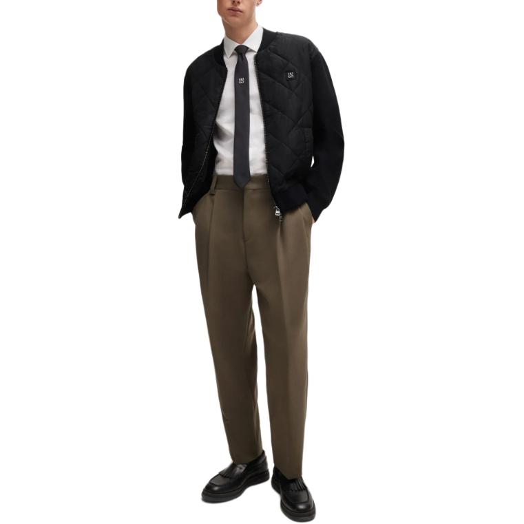 HUGO BOSS  Black Relaxed Fit Solid Logo Baseball Jacket 50516619-001 圖 6