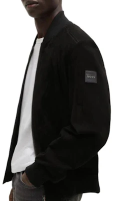 HUGO BOSS Black Solid Baseball Collar Zip-Up Jacket 50519197-001 Purchase HUGO BOSS Black Solid Baseball Collar Zip-Up Jacket 50519197-001