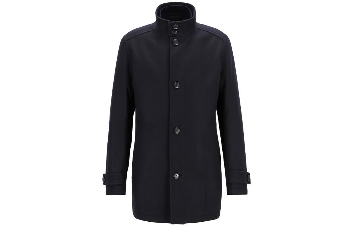 HUGO BOSS  Black Solid Color Long Sleeve Mid-Length Coat Jacket 50321202-001