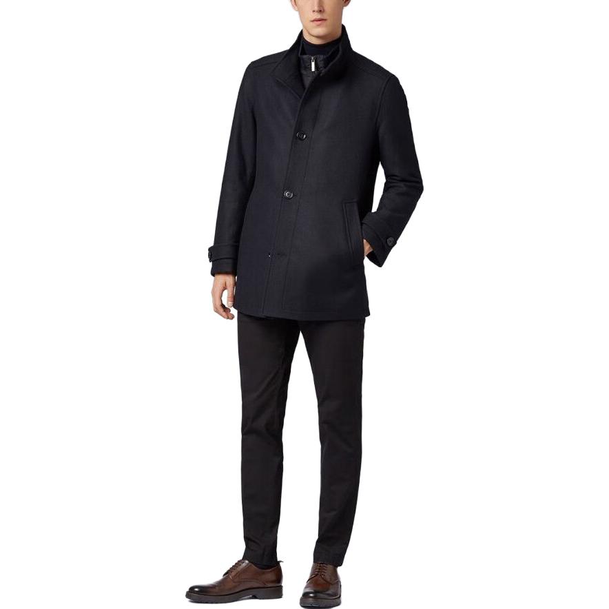 HUGO BOSS  Black Solid Color Long Sleeve Mid-Length Coat Jacket 50321202-001 圖 4