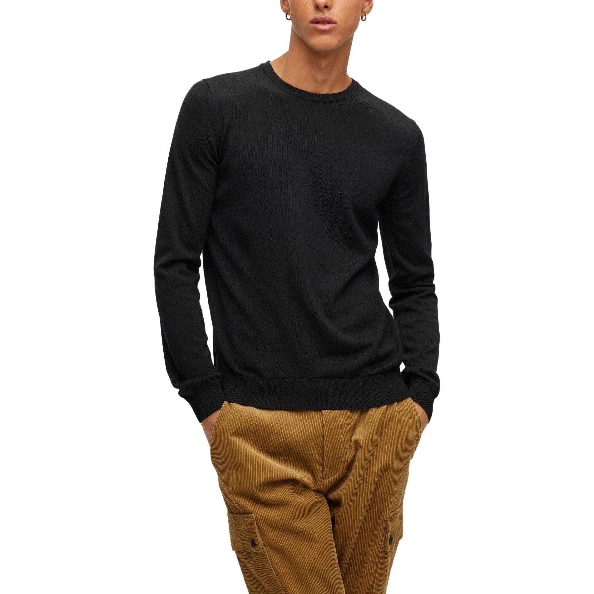 Lookbook HUGO BOSS 黑色圓領長袖毛衣 50476832-001