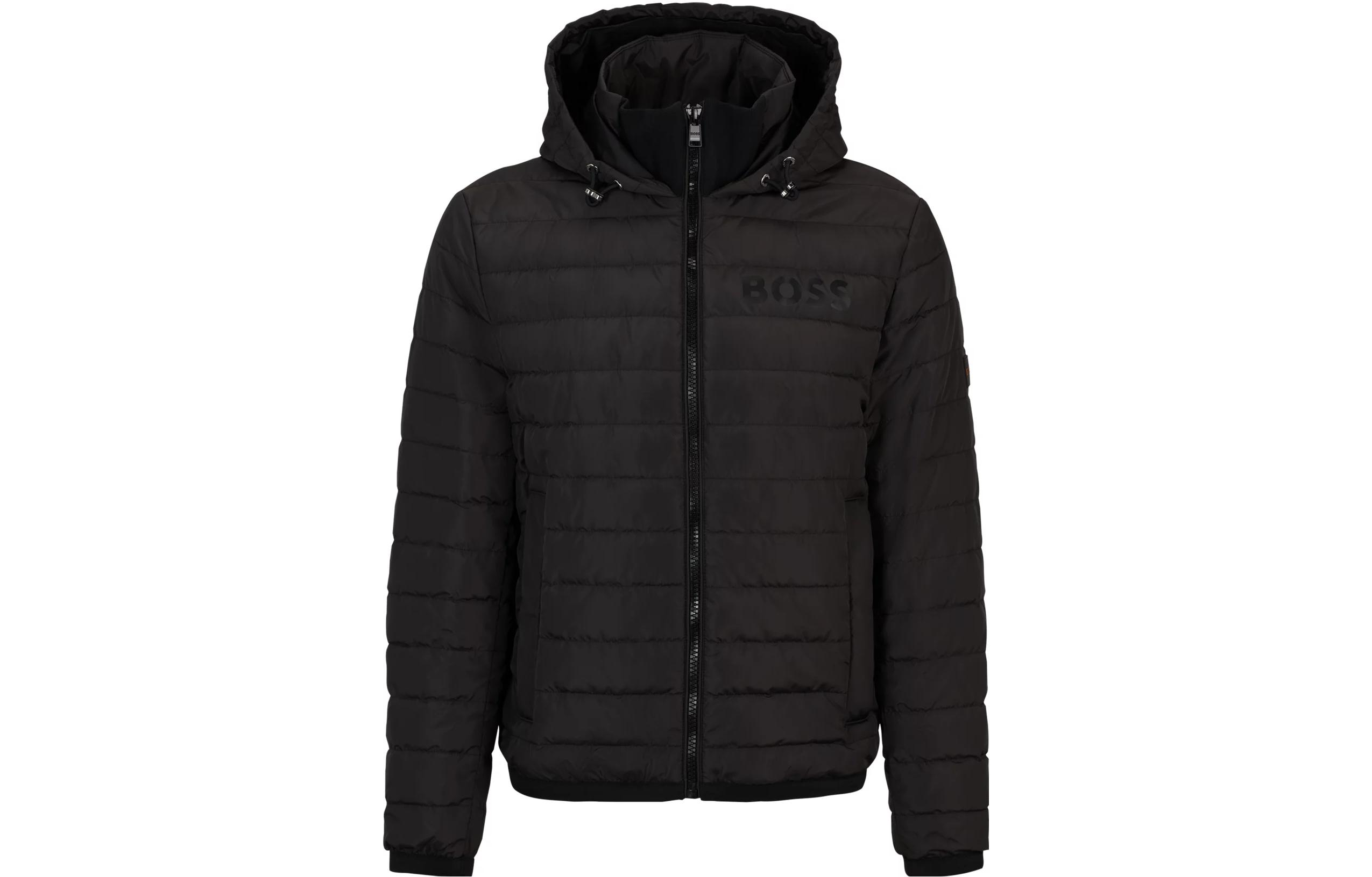 HUGO BOSS  Black Solid Full-Zip Hoodie Jacket. 50510181-001