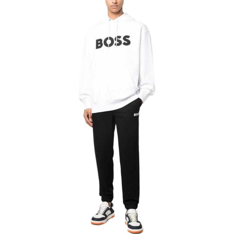 Purchase HUGO BOSS  Black Solid Logo Embroidered Drawstring Joggers 50486640-001