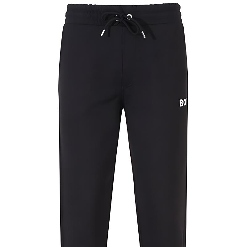 Sizing HUGO BOSS  Black Solid Logo Embroidered Drawstring Joggers 50486640-001