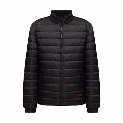 HUGO BOSS Black Solid Logo Embroidered Stand Collar Jacket. 50517753-001