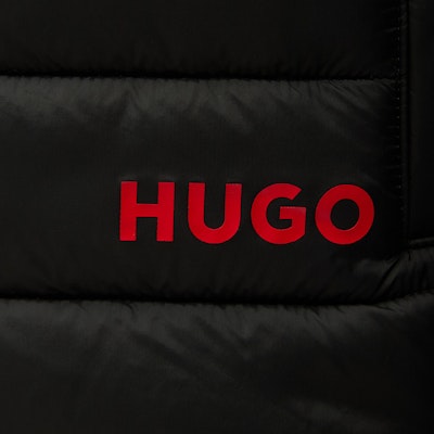 HUGO BOSS Black Solid Logo Embroidered Stand Collar Jacket. 50517753-001 Details for HUGO BOSS Black Solid Logo Embroidered Stand Collar Jacket. 50517753-001