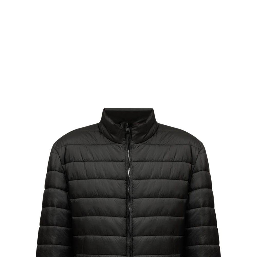 Sizing HUGO BOSS  Black Solid Logo Embroidered Stand Collar Jacket. 50517753-001