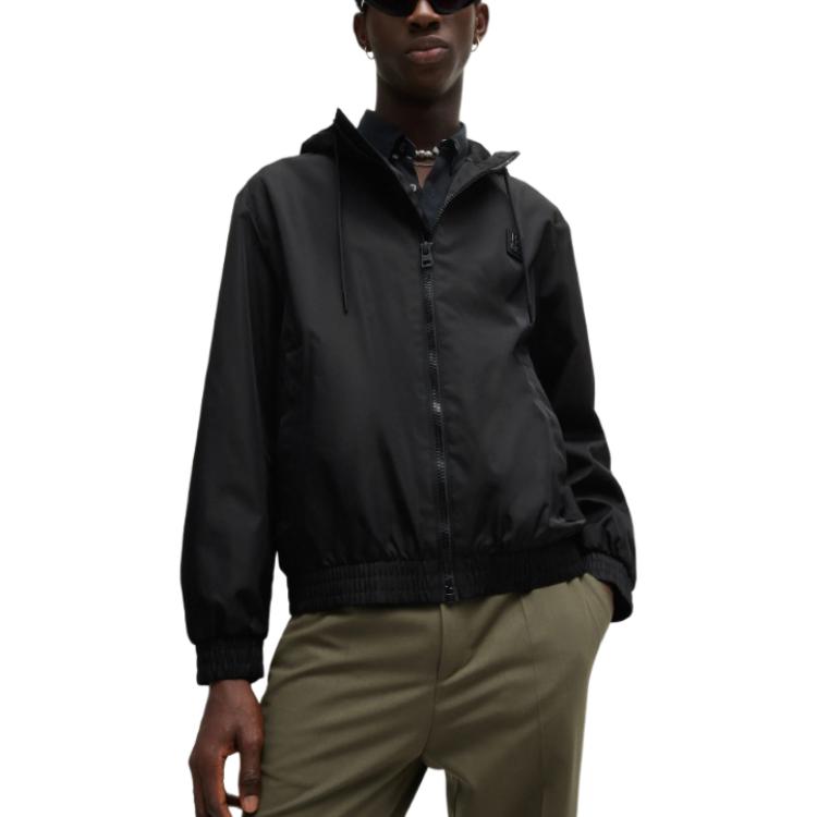 HUGO BOSS  Black Solid Logo Zip-Up Hooded Bomber Jacket 50517781-001 圖 3