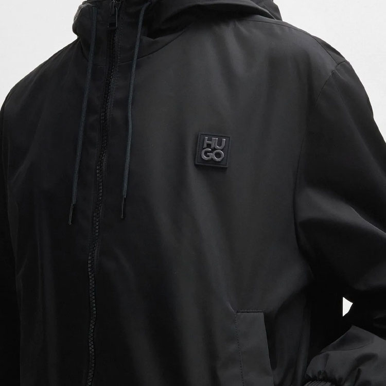 HUGO BOSS  Black Solid Logo Zip-Up Hooded Bomber Jacket 50517781-001 圖 7
