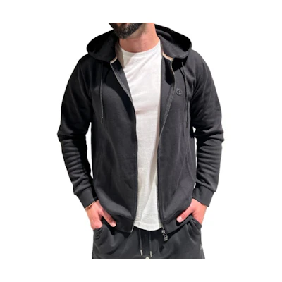 HUGO BOSS Black Solid Logo Zip-Up Hoodie Jacket. 50520303-001