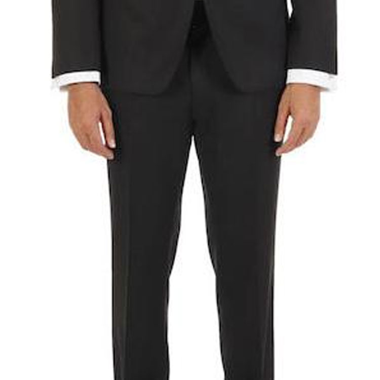 Sizing 휴고 보스 블랙 솔리드 싱글브레스트 롱슬리브 슈트 세트. 50497224-001