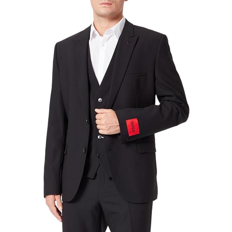 Lookbook ヒューゴボス ブラック シングルブレスト ベストストレートスーツセット 50500386-001