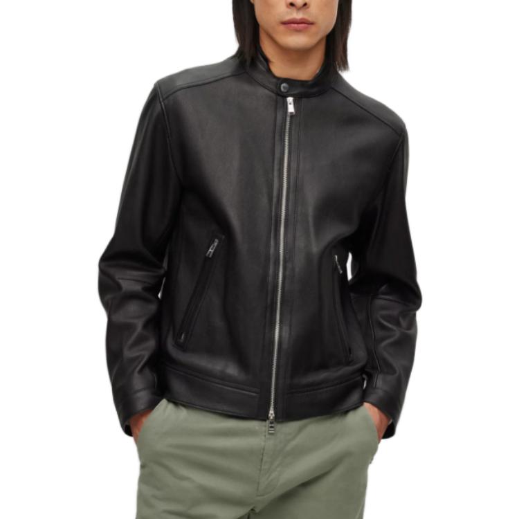 HUGO BOSS  Black Solid Slim Fit Stand Collar Long Sleeve Jacket. 50493935-001 圖 4