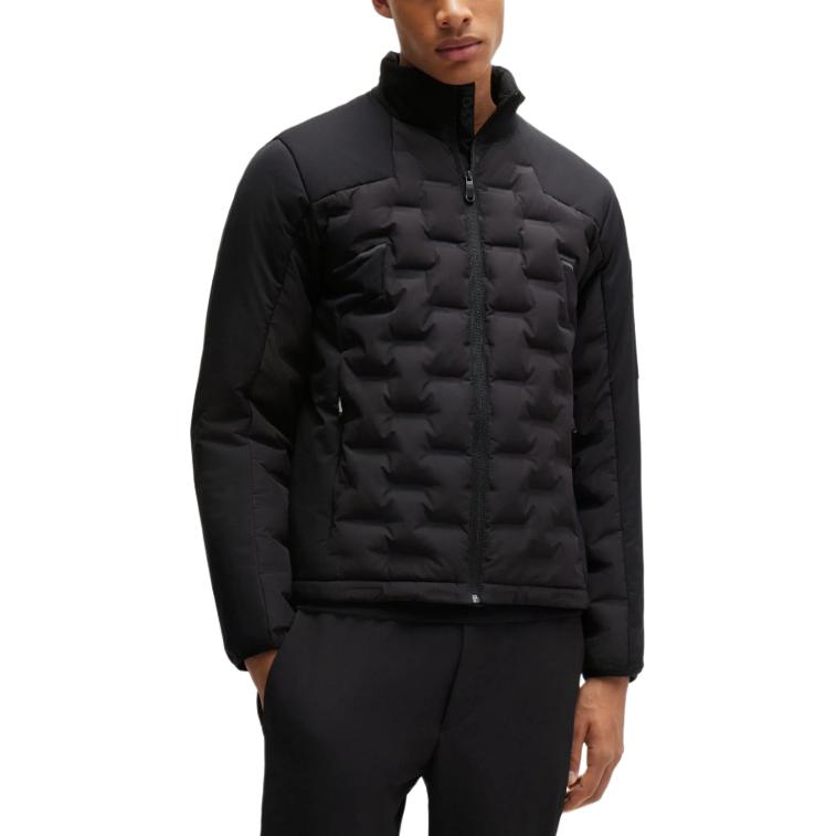 Lookbook HUGO BOSS Jaket Hitam Zip-Up Lengan Panjang Down. 50514344-001