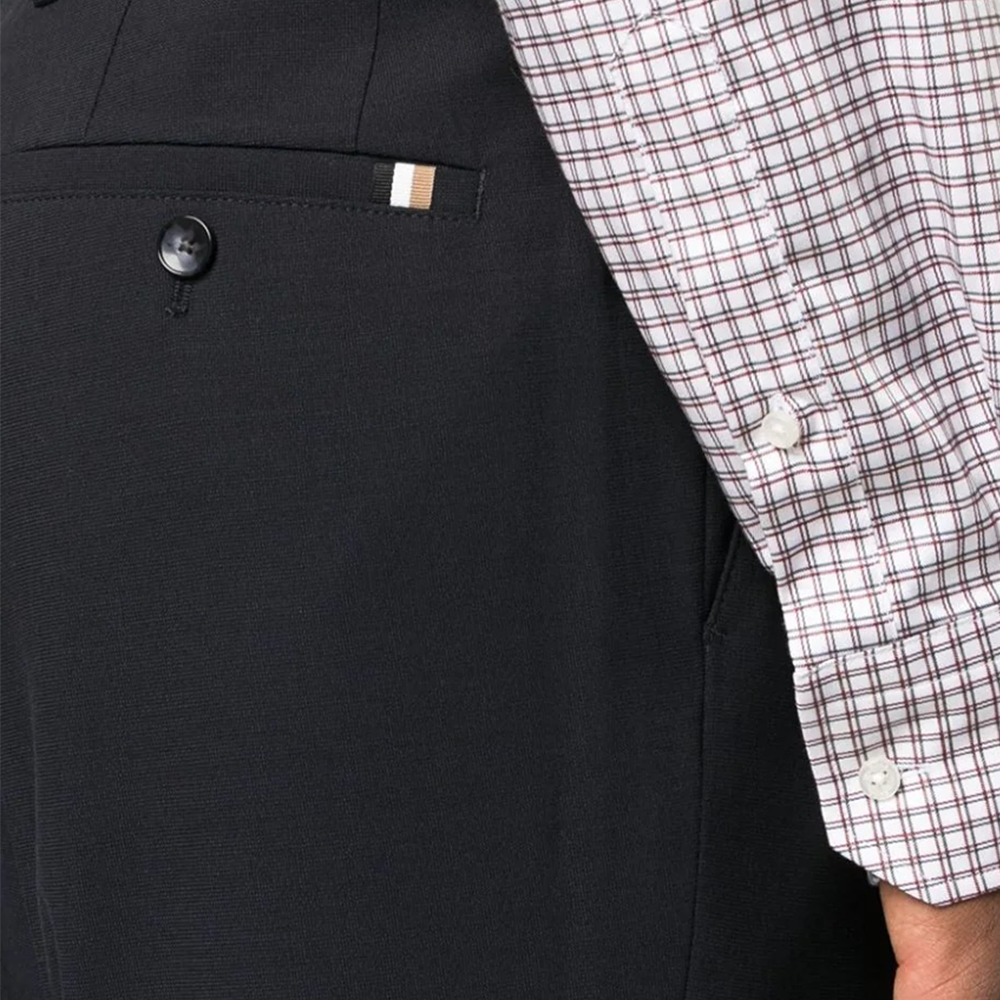 Shop HUGO BOSS 黑色中腰拉鍊直筒休閒長褲 50524574-001