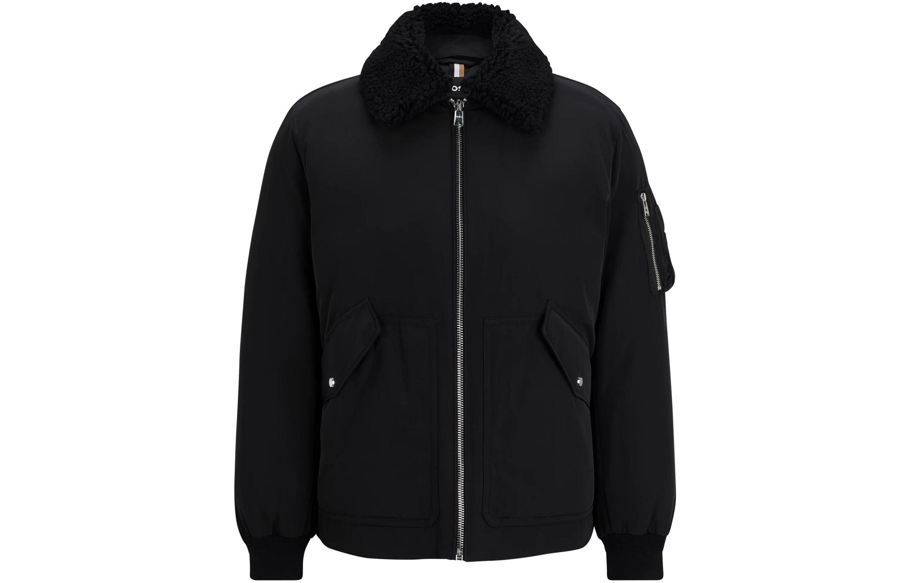 HUGO BOSS  Black Water-Repellent Jacket with Faux-Fur Collar. 50498199-001 圖 2