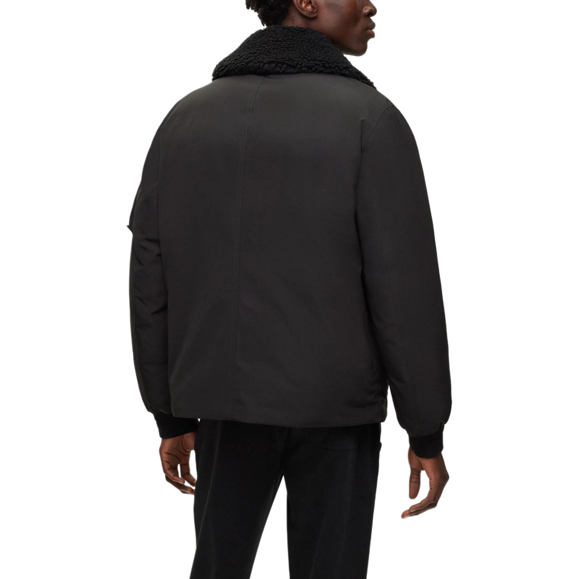 HUGO BOSS  Black Water-Repellent Jacket with Faux-Fur Collar. 50498199-001 圖 5