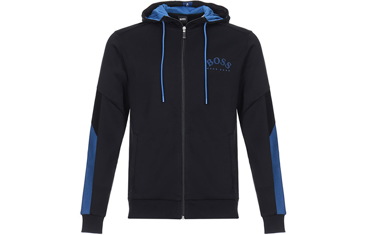 Order HUGO BOSS 黑色拼色拉鏈長袖連帽外套。 50430548-001