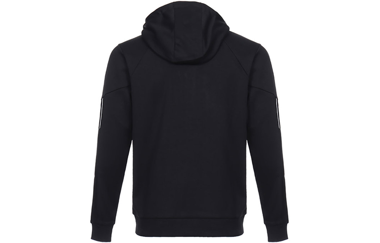 Lookbook HUGO BOSS 黑色拼色拉鏈長袖連帽外套。 50430548-001