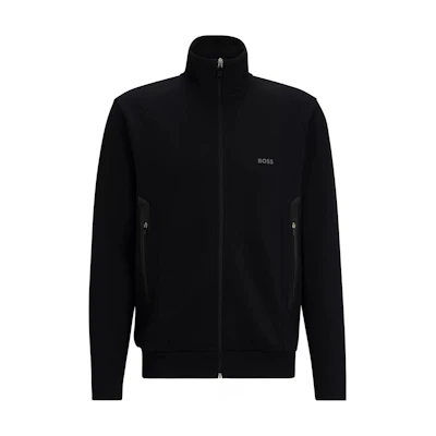 HUGO BOSS Black Zip-Up Sweatshirt Jacket with Logo Print. 50504730-001